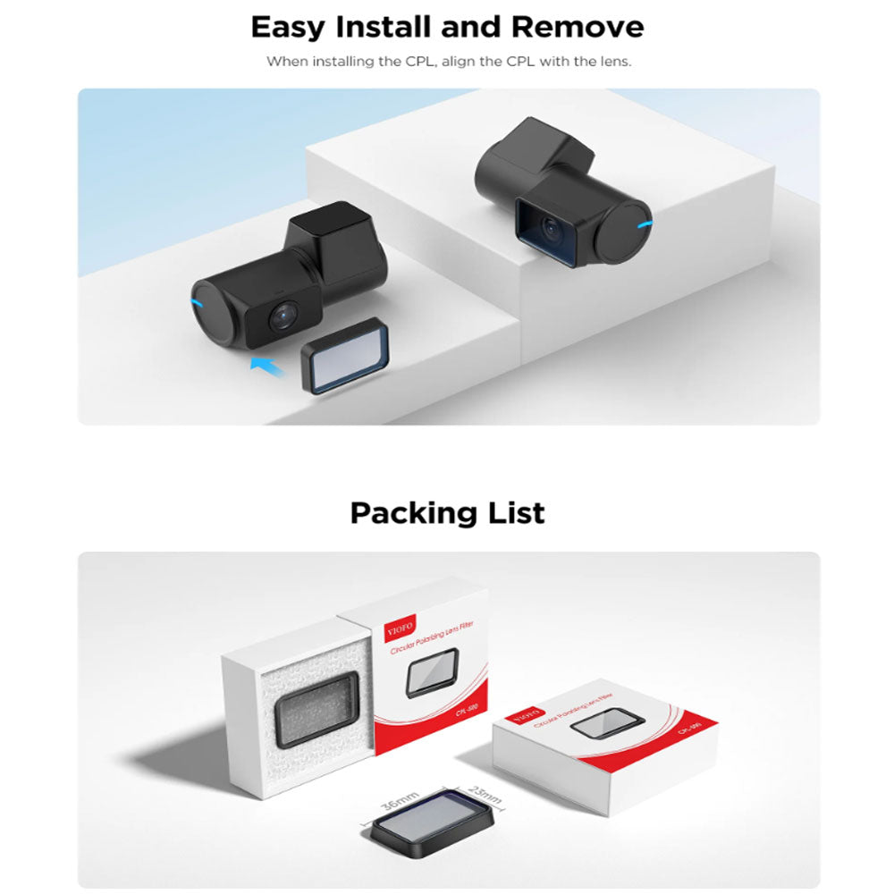 VIOFO CPL-600 Rear Camera Polarizer Filter A329S (Updated Version)/A229 Ultra Dashcam Series/RTC420 Telephoto Lens VIOFO CPL-600 Rear Camera Polarizer Filter A329S (Updated Version)/A229 Ultra Dashcam Series/RTC420 Telephoto Lens