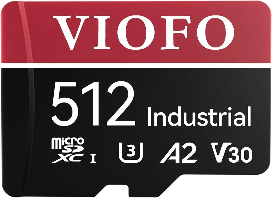 VIOFO 512GB INDUSTRIAL GRADE MICROSD CARD, U3 A2 V30 HIGH SPEED MEMORY CARD WITH ADAPTER, SUPPORT ULTRA HD 4K VIDEO RECORDING