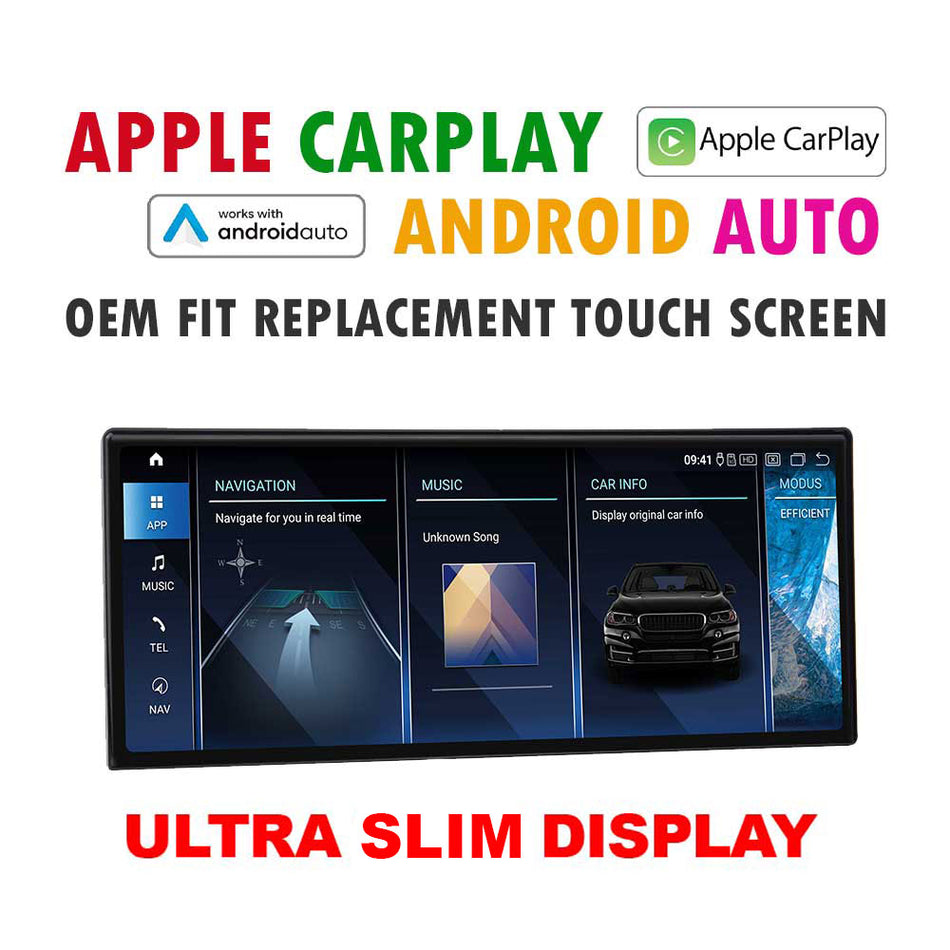 (PRO Lite) 2010 - 2016 BMW 5 Series F10 F11 Replacement 12.3″ ULTRA SLIM BMW Screen | Built-in Apple CarPlay Android Auto | USB Multimedia System