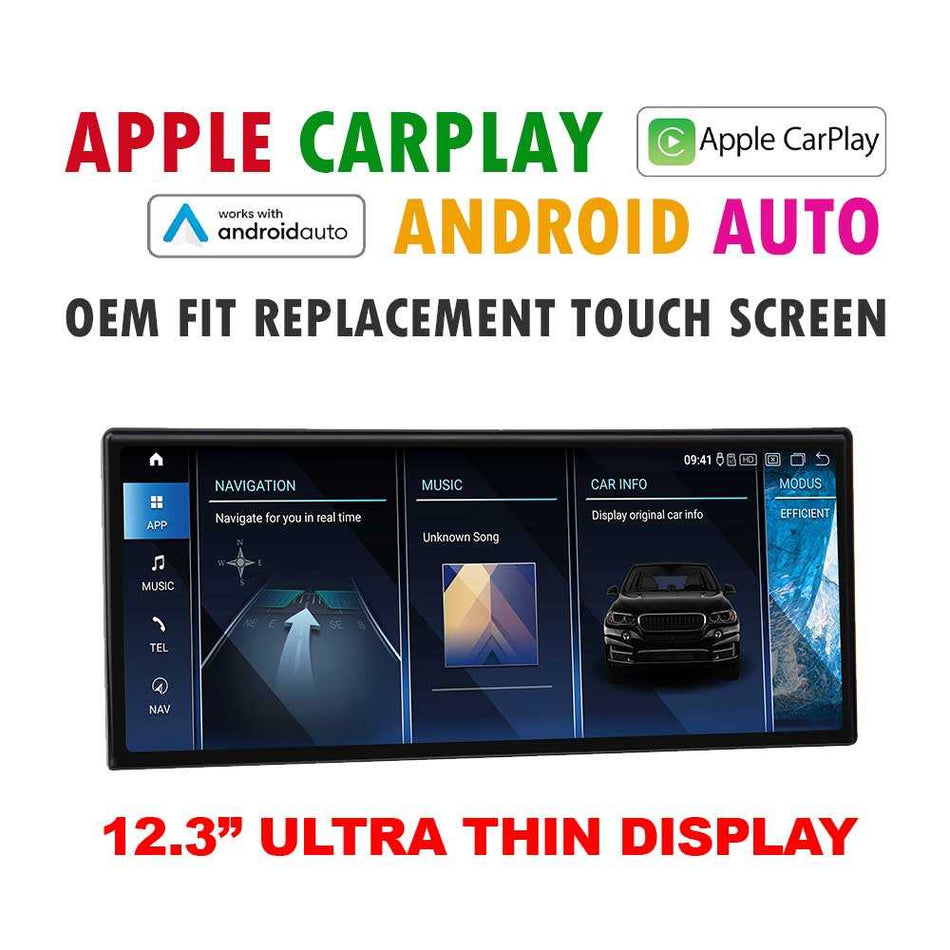 (LINUX) 2009 - 2016 BMW 7 Series F01 F02 F03 F04 Replacement 12.3″ ULTRA THIN BMW Screen | Built-in Apple CarPlay Android Auto | USB Multimedia System