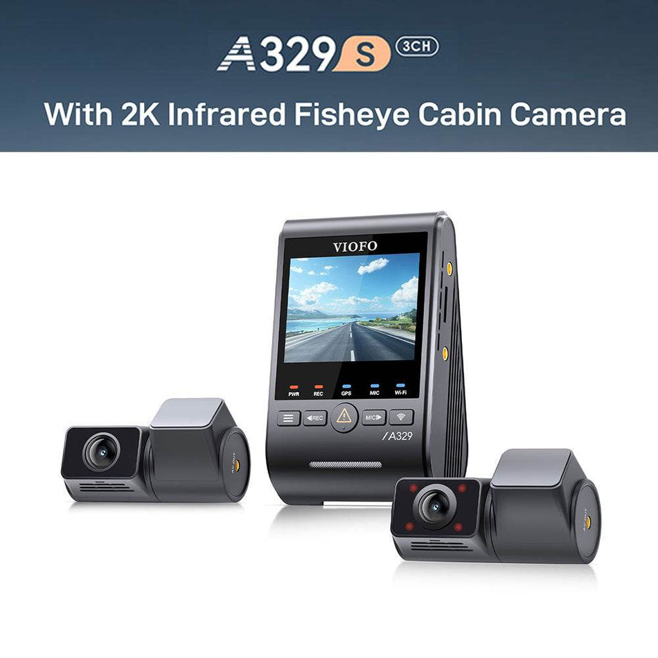 VIOFO A329S 3CH First 4K Front+2K Wide 210° FOV Fisheye Cabin+2K Rear Dash Cam with STARVIS 2 Sensor 3-Channel HDR, Support SSD Storage