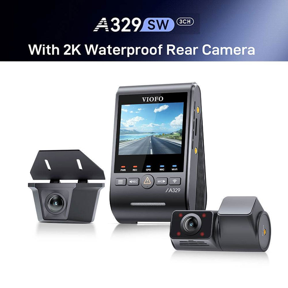 VIOFO A329SW 3CH 4K Front+2K Waterproof Rear+2K Fisheye Cabin with Sony STARVIS 2 Sensor HDR, Flexible Installation to Capture Both Inside and Outside
