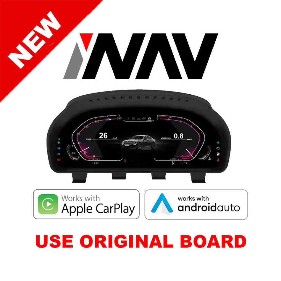 (PRO+) BMW OEM FIT Digital Dashboard Gauge Cluster (Use Original Factory Board) with Built-in Apple CarPlay / Android Auto