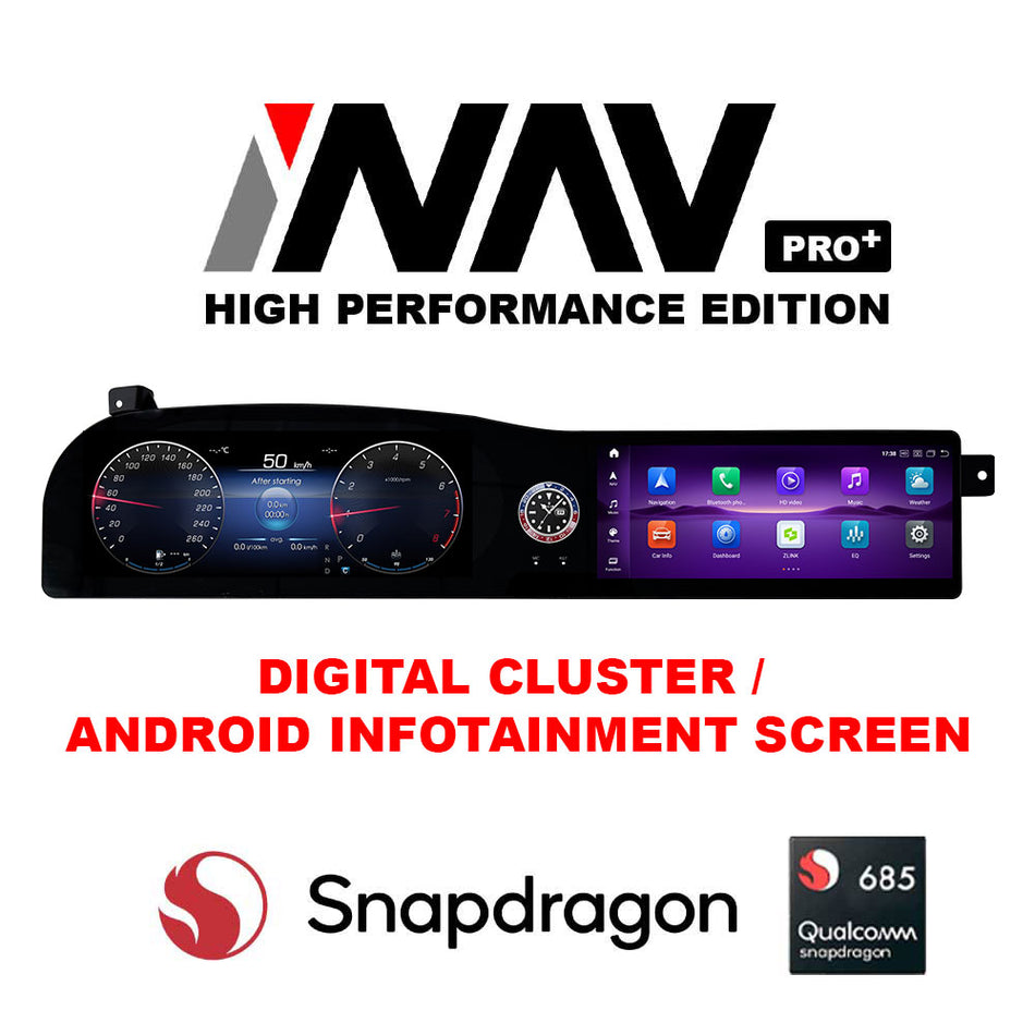 (PRO+) 2007 - 2013 Mercedes Benz S / CL Class Original OEM FIT DIGITAL CLUSTER / ANDROID INFOTAINMENT SYSTEM | GPS | WIFI | BT | A2DP | USB MULTIMEDIA | Built-in Apple CarPlay Android Auto Mercedes Android Screen